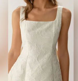 Rihoas White Textured Bowknot Slip Mini Dresses Size XS thumbnail 4