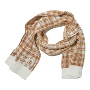Timberland Buffalo Plaid Scarf,‎ 10"x68" Wheat Tan White Unisex New Comfy Preppy thumbnail 2
