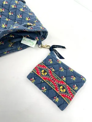 Vintage Vera Bradley Ditty Bag Provencal Blue Quilted Cotton Drawstring Backpack thumbnail 5