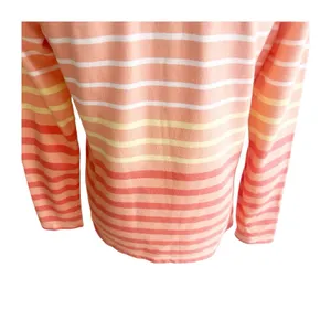 L.L. Bean Women’s Rugby Pullover Striped Chambray Collared Size Small Peach thumbnail 4