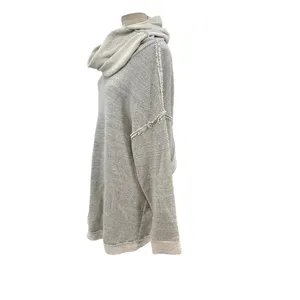Free People Beach Gray Cowl Neck Split Back Oversized Sweatshirt Size Medium‎ thumbnail 7