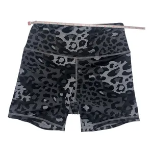Black & Gray Leopard Print High Rise Biker Shorts Size S thumbnail 3