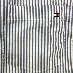 Tommy Hilfiger | Small | Nautical Blue White Pinstripe Sleeveless Button-Up Top thumbnail 4