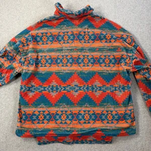 Savanna Jane Women's 1X Corduroy Shirt Jacket Western Aztec Red Blue Orange thumbnail 9