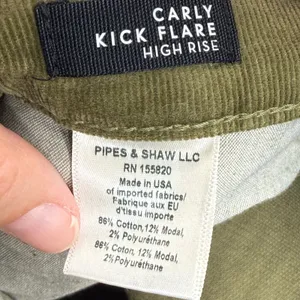 Veronica Beard Carly Kick Flare High Rise‎ Corduroy Pants Size 25 Olive Green thumbnail 7