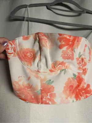 White Fox White and Peach Floral Underwire Crop Top Size XS thumbnail 5