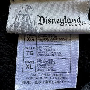 Disneyland Resort Tinkerbell Hoodie Full Zip Logo Pouch Pocket Cotton Black XL thumbnail 3