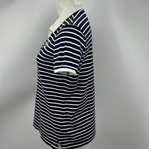 Jones New York striped short sleeve polo navy and white thumbnail 4