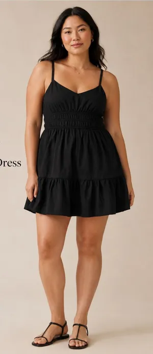 Anthropologie Somerset Tier Spaghetti Strap Mini Dress Black Size L thumbnail 1