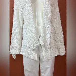 POL - Ivory/Oatmeal Loose Weave Cozy Cardigan Size Medium. G#34 thumbnail 8