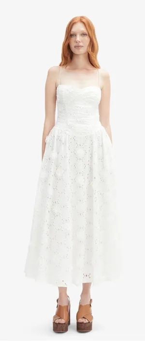 NWT Bardot Estie Broderie Orchid White‎ Lace Floral Cotton Maxi Dress thumbnail 1