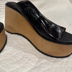 NEW 40/9 Black Free People Gabriela Clogs Platform Wedge Black Patent Leather thumbnail 12