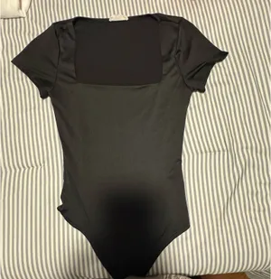 Black Square Top Short Sleeve BodySuit thumbnail 2