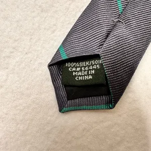 J Crew Silk Necktie Grey Green Tie Diagonal Stripe Preppy Career Wedding thumbnail 7