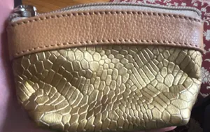 Gold Metallic Textured Leather Coin Purse thumbnail 6