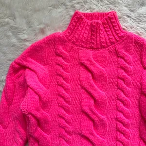 Anthropologie Sweater Mock Neck Cable-Knit Long Sleeve Neon Pink XXS thumbnail 5