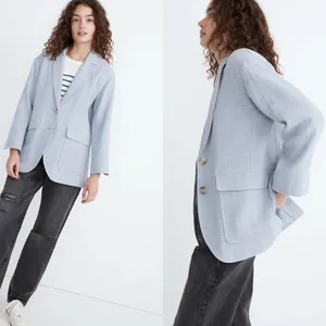 Madewell Larsen linen blend windowpane relaxed‎ two button blazer jacket medium thumbnail 2