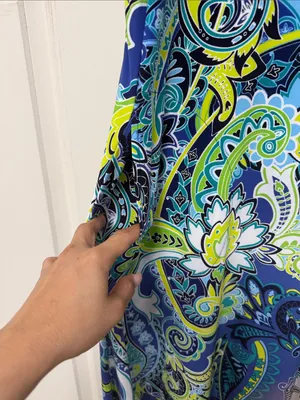 Attitudes by Renee Blue & Green Paisley Off-Shoulder Maxi thumbnail 3