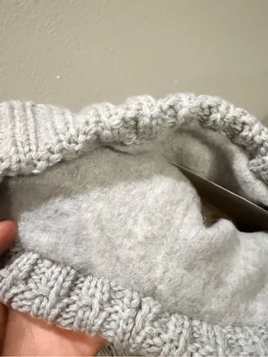 Champion Grey Cable Knit Fleece Lined Foldover Pom Pom Beanie OSFM thumbnail 5