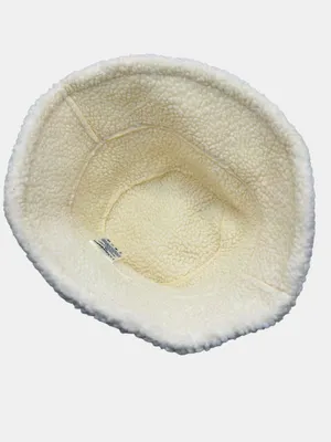 Lands’ End Ivory Sherpa Fleece Bucket Hat Cozy Winter Teddy Hat Medium thumbnail 4