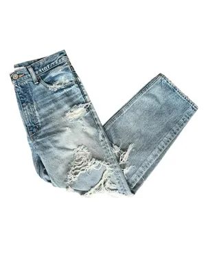 Moussy Women’s High Waisted Straight Leg Distressed Light Wash Jeans Size 26 thumbnail 8