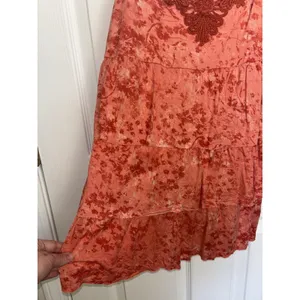 Y2K Mudd Coral Tiered Flowy Crochet Macrame Knit Boho Cami L/XL Babydoll thumbnail 7