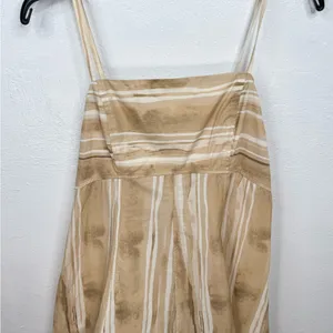 CeCe Maxi Sundress Womens Size M Tan & Ivory Stripe Sleeveless Pockets thumbnail 3