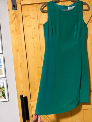 NWT- Hugo Buscati Collection 100% Silk Teal Sheath Dress - Size 10 thumbnail 2