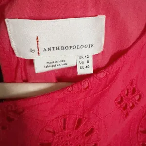Anthropologie Coral Eyelet Dress Size 8 thumbnail 3