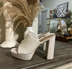 Bamboo White Platform Heels thumbnail 1