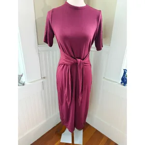 Daily Ritual Burgundy Tie Back T-Shirt Midi‎ Dress Size Medium thumbnail 11