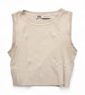 ZARA White Cropped Knit Sweater 🤍 thumbnail 1