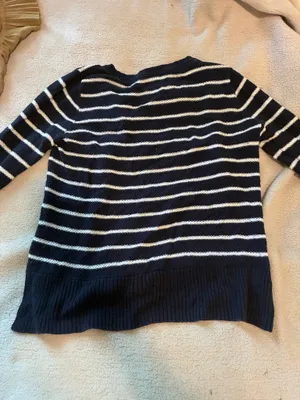 EST. 1892 Abercrombie and Fitch Sweater Womens XS Blue Waffle Knit Pullover White Striped thumbnail 5