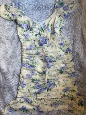 ASOS Cream Dress with Lavender Floral Pattern thumbnail 1