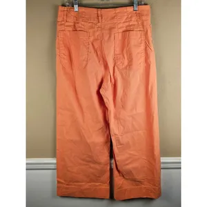 Maeve The Colette Womens Peach Linen Stretch High Rise Wide Leg Pants 33 thumbnail 2