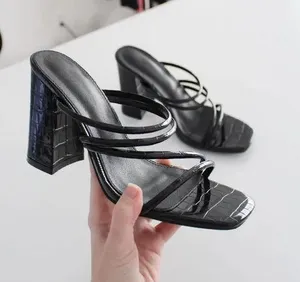 Croc Embossed Faux Leather Strappy Mules Size 37 thumbnail 3