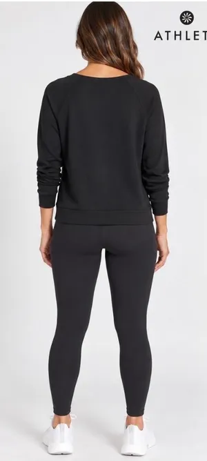 Athleta Seasoft Scoop Neck Sweatshirt Women's Small Black Pullover Modal Blend thumbnail 1