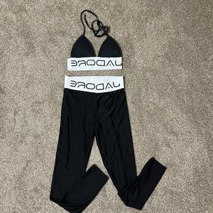 Set Tape Leggings Tape Bra High Waisted Casual Fit Sport Bra Bustier High Rise thumbnail 4
