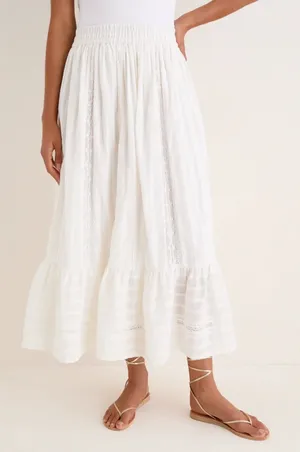 Tuckernuck White Lace Beatrice Romantic Maxi Skirt Size‎ XS thumbnail 1