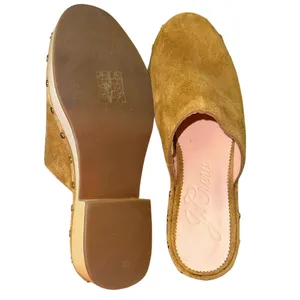J Crew Dakota Clogs 6.5 Burnished Pecan Suede‎ Wooden Heel Slip On Mules thumbnail 11