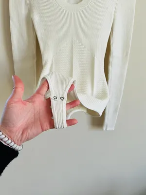 Abercrombie & Fitch Ribbed White Bodysuit thumbnail 4