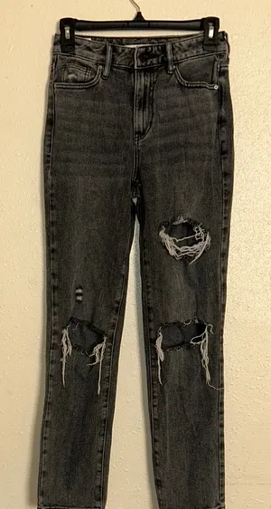 PacSun Black Distressed Ankle Cropped Jeans thumbnail 1