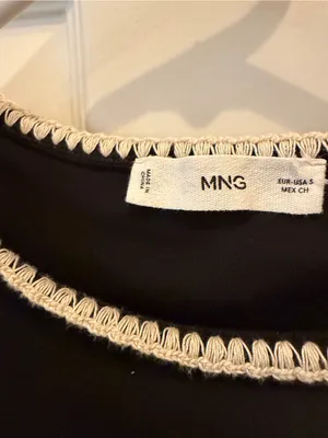 Mango Black Short Sleeve Tee with White Trim Detailing thumbnail 2