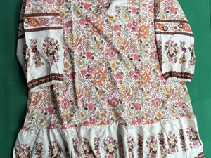 Women’s Boho Floral Mini Dress Apricot XXL Long Sleeve Tassel Tie Ruffle thumbnail 5