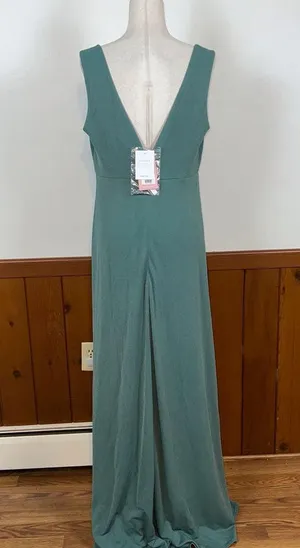 Stunning New Birdy Grey Shamin Crepe Sea Glass Gown! thumbnail 4