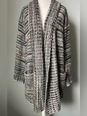 Anthropologie Akemi + Kin Wasilla Knit Cardigan Gray Multicolor Open Front thumbnail 2