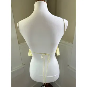Bardot Margo Barely There Open Back Ruffle Top Yellow Large US 8 thumbnail 2