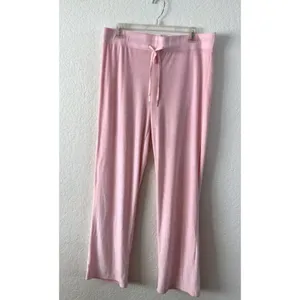 Juicy Couture Pajama Set Size L‎ Pink Velour Rhinestone Logo Sweatshirt Pants thumbnail 4
