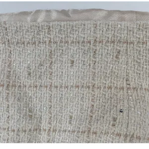 Zara Tweed Metallic Sequin Tube Top Cream Gold Evening Classic Glam Strapless- M thumbnail 7