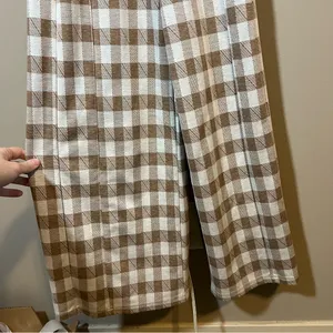 Anthropologie En Saison Brown Plaid Gingham Jumpsuit XS thumbnail 5